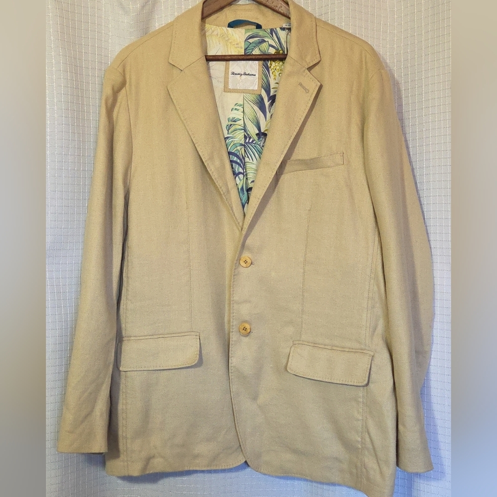 Tommy Bahama Beige Linen Sport Coat with Tropical Lining